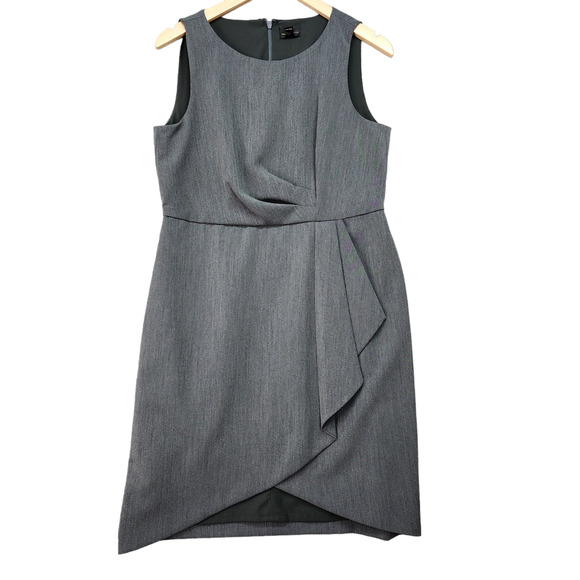 NWT Worthington Dress 10P Petite Gray Sleeveless Knee-Length Faux Wrap Career Ch - Picture 12 of 16